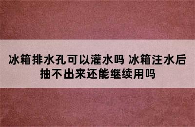 冰箱排水孔可以灌水吗 冰箱注水后抽不出来还能继续用吗